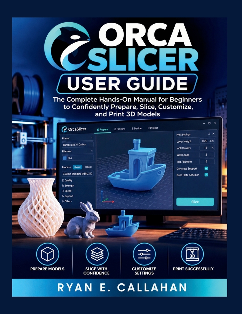 Orca Slicer User Guide: The Complete Hands-On Manual for Beginners to Confidently Prepare, Slice, Customize, and Print 3D Models cover