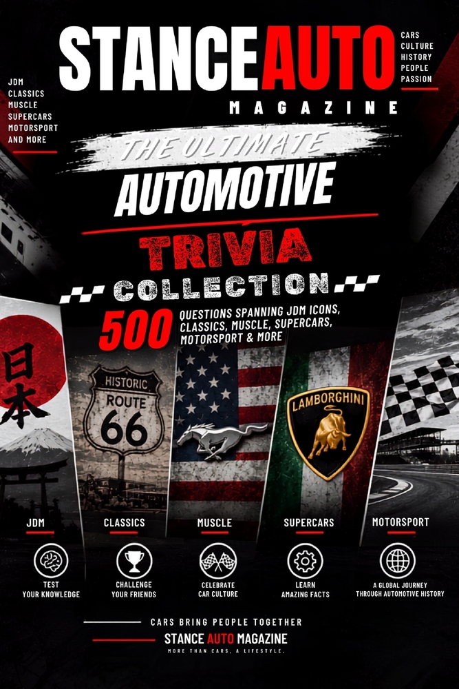 The Ultimate Automotive Trivia Collection: 500 Questions Spanning JDM Icons, Classics, Muscle, Supercars, Motorsport & More cover