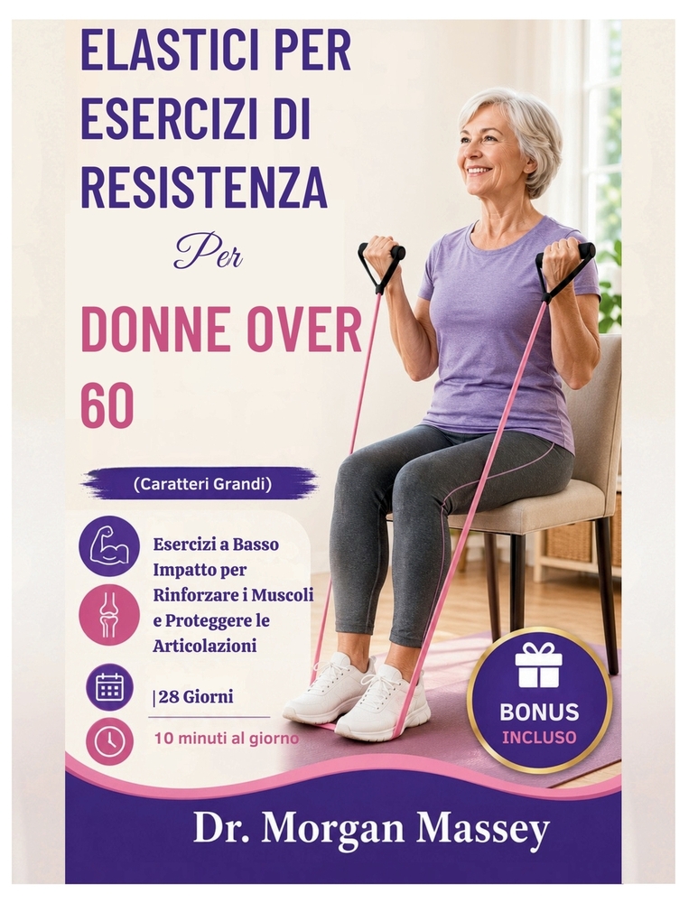 Elastici Per Esercizi Di Resistenza Per Donne Over 60 (Caratteri Grandi): Esercizi a Basso Impatto per Rinforzare i Muscoli e Proteggere le Articolazi cover