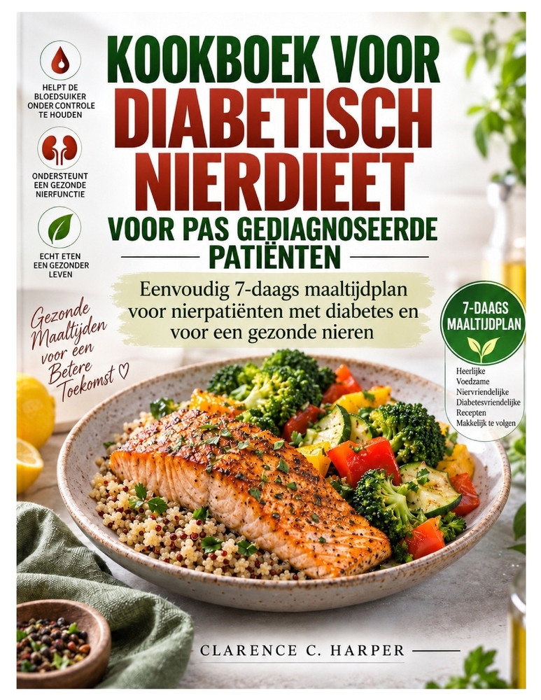 Kookboek voor diabetisch nierdieet voor pas gediagnosticeerde patiënten: Eenvoudig 7-daags maaltijdplan voor nierpatiënten met diabetes en voor een ge cover