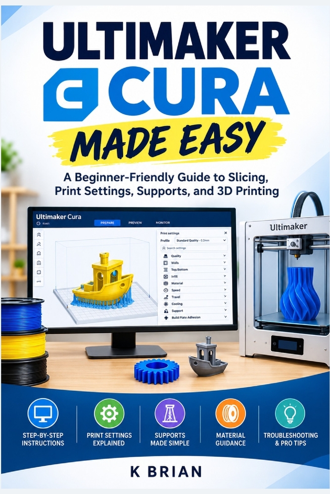 Ultimaker Cura Made Easy: A Beginner-Friendly Guide to Slicing, Print Settings, Supports, and 3D Printing cover