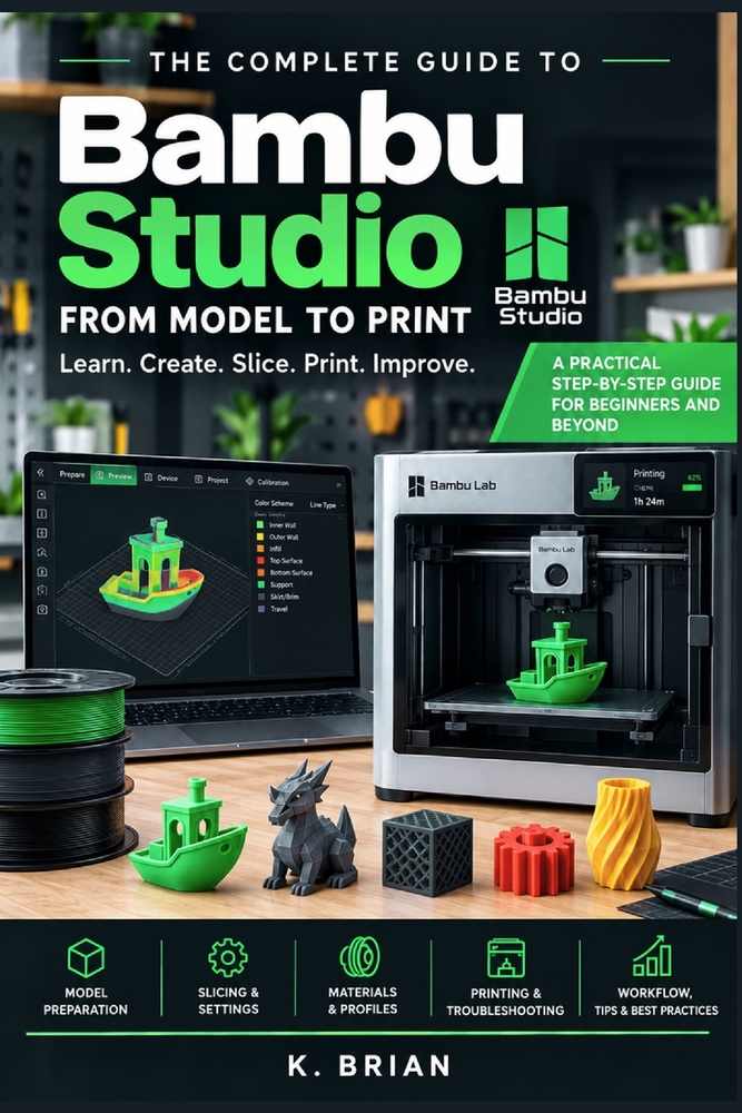 Bambu Studio for Beginners: The Complete Step-by-Step Guide to Slicing, Preparing, and Printing 3D Models cover