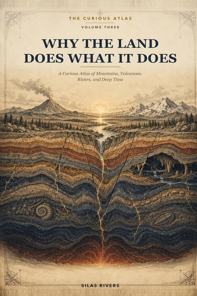 Why the Land Does What It Does: A Curious Atlas of Mountains, Volcanoes, Rivers, and Deep Time cover