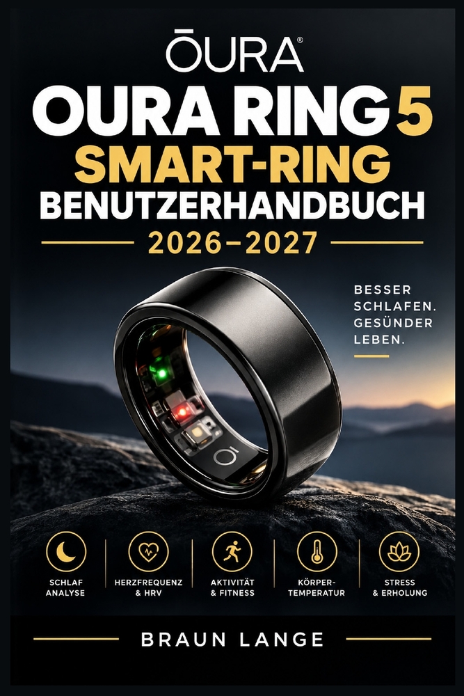 Oura Ring 5 Smart-Ring Benutzerhandbuch 2026-2027: Der praktische Begleiter zur Einrichtung, Schlafanalyse, Aktivitätsauswertung, Zyklusbegleitung, Ak cover