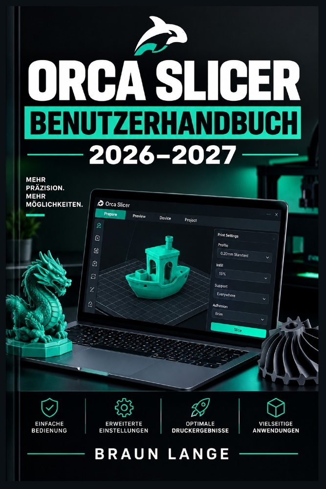 Orca Slicer Benutzerhandbuch 2026-2027: Schrittweise Anleitung zu Einrichtung, Oberfläche, Geräteprofilen, Materialverwaltung und effizienten Arbeitsa cover