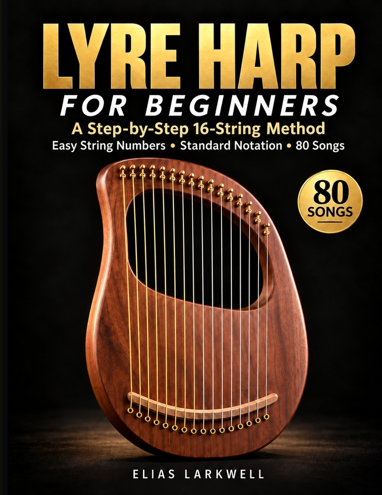 Lyre Harp for Beginners: A Step-by-Step 16-String Method with Easy String Numbers, Standard Notation, and 80 Songs, Melodies & Classical Themes cover
