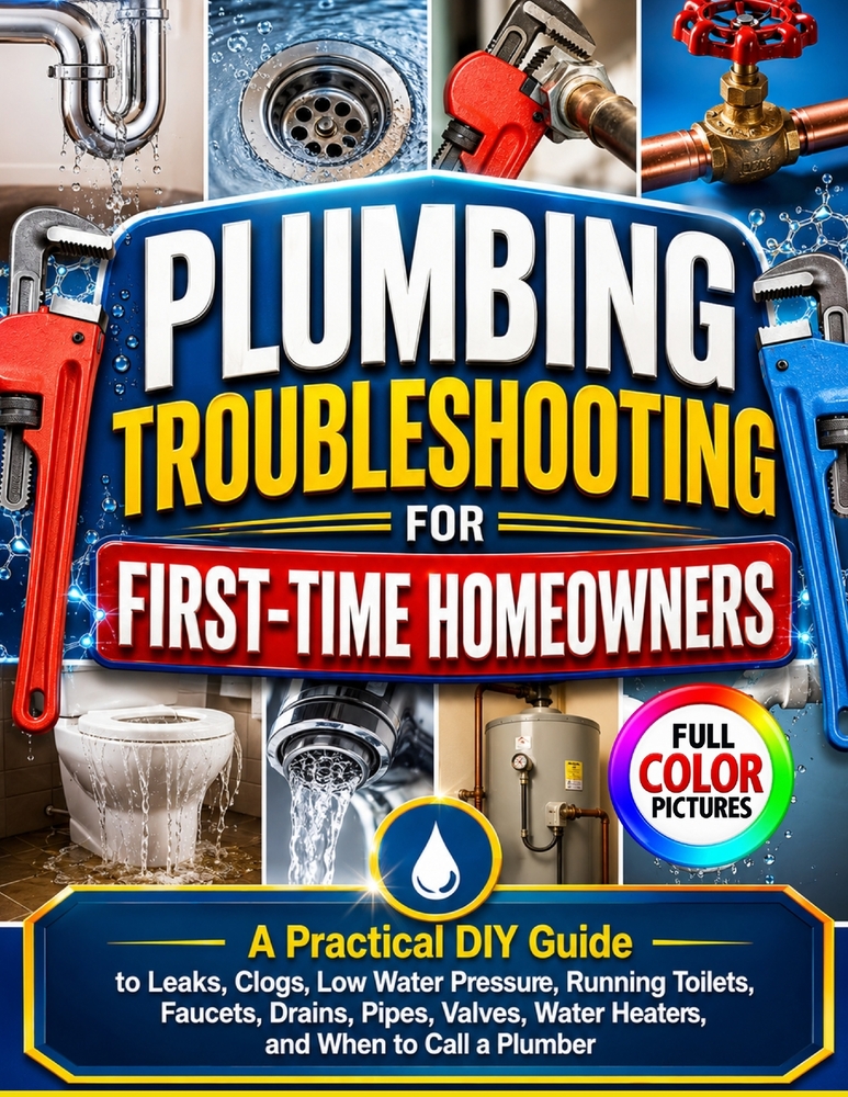 Plumbing Troubleshooting for First-Time Homeowners: A Practical DIY Guide to Leaks, Clogs, Low Water Pressure, Running Toilets, Faucets, Drains, Pipes cover