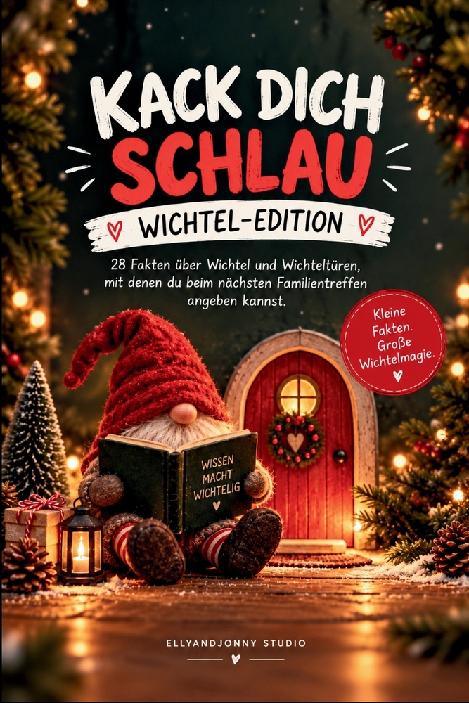 Kack dich schlau - Wichtelwissen: 28 kuriose Fakten über Wichtel, Wichteltüren und Weihnachtsbräuche - das humorvolle Wichtelbuch für Erwachsene und F cover