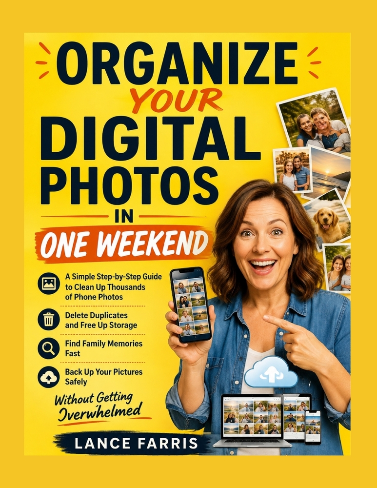 Organize Your Digital Photos in One Weekend: A Simple Step-by-Step Guide to Clean Up Thousands of Phone Photos, Delete Duplicates, Free Up Storage, Fi cover