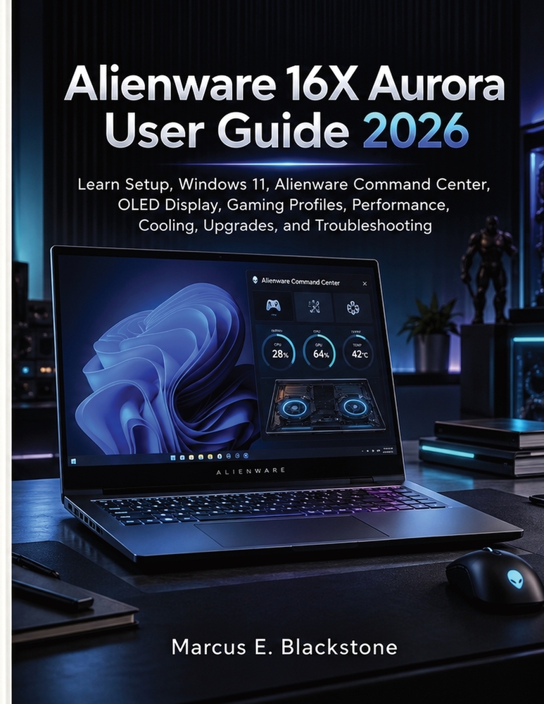 Alienware 16X Aurora User Guide 2026: Learn Setup, Windows 11, Alienware Command Center, OLED Display, Gaming Profiles, Performance, Cooling, Upgrades cover
