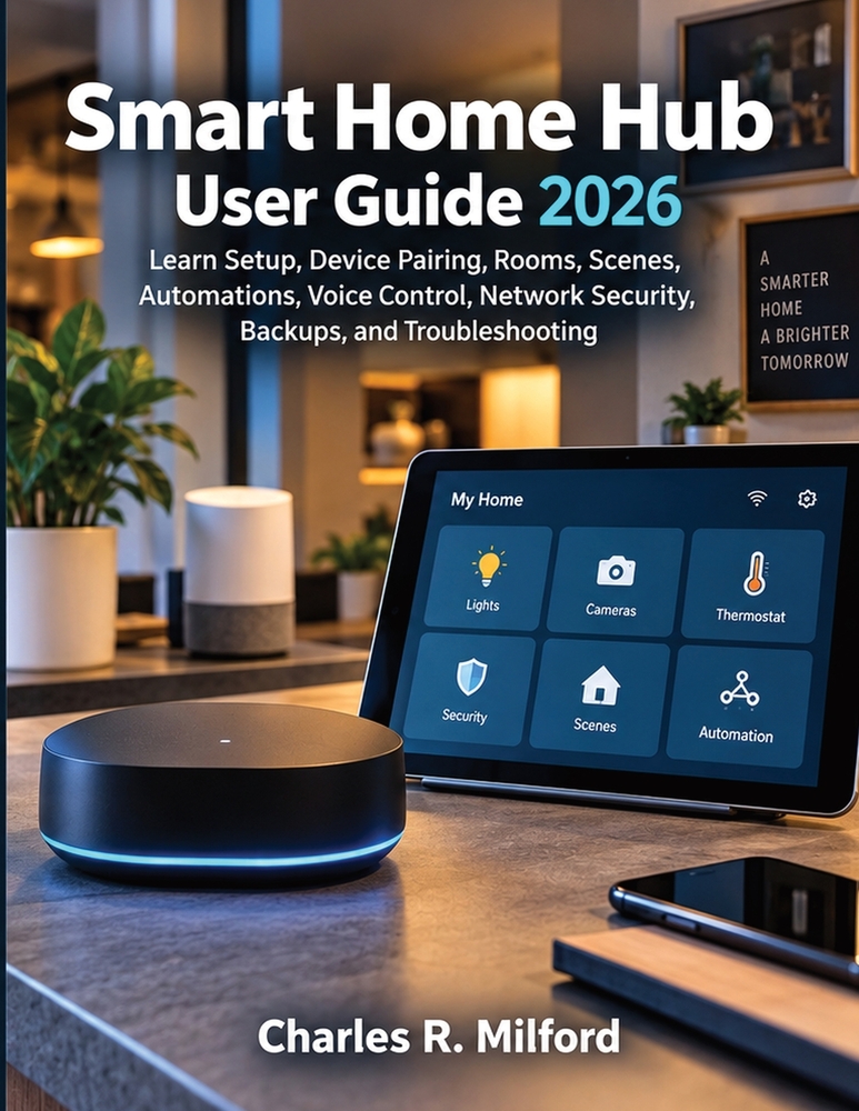 Smart Home Hub User Guide 2026: Learn Setup, Device Pairing, Rooms, Scenes, Automations, Voice Control, Network Security, Backups, and Troubleshooting cover