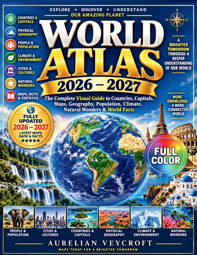 World Atlas 2026-2027: The Complete Visual Guide to Countries, Capitals, Maps, Geography, Population, Climate, Natural Wonders and World Facts cover