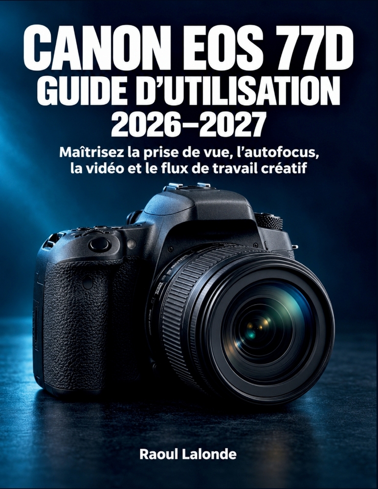 Canon EOS 77D Guide d'Utilisation 2026-2027: Maîtrisez la prise de vue, l'autofocus, la vidéo et le flux de travail créatif cover