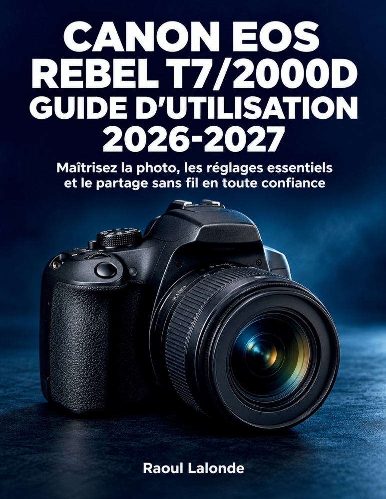 Canon EOS Rebel T7/2000D Guide d'utilisation 2026-2027: Maîtrisez la photo, les réglages essentiels et le partage sans fil en toute confiance cover