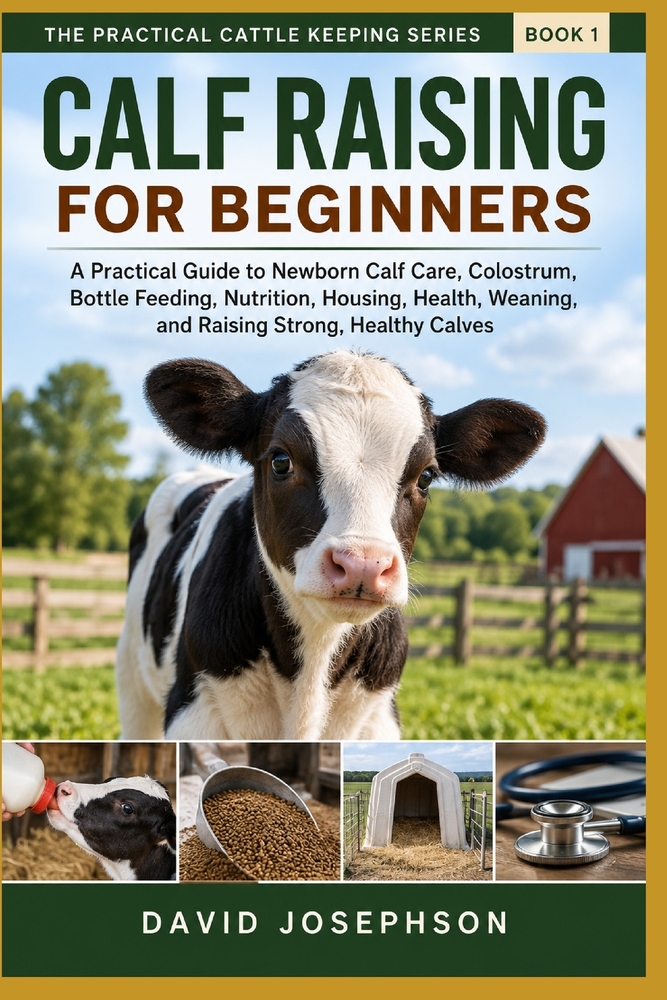 Calf Raising For Beginners: A Practical Guide to Newborn Calf Care, Colostrum, Bottle Feeding, Housing, Weaning, Health, and Raising Strong, Healthy C cover