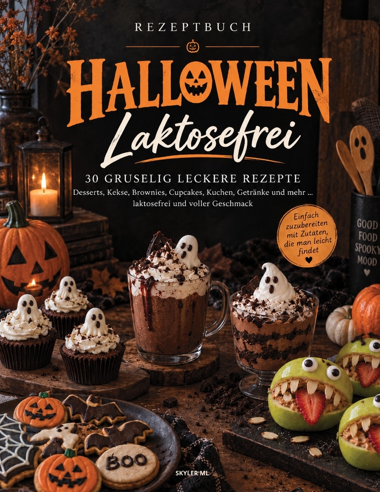 Laktosefreie Halloween Rezepte: 30 einfache und gruselig leckere Desserts, Kekse, Brownies, Cupcakes, Kuchen und Getränke für Halloween cover