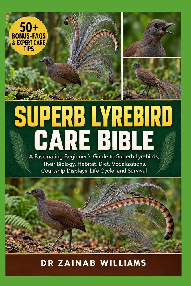 Superb Lyrebird Care Bible: A Fascinating Beginner's Guide to Superb Lyrebirds, Their Biology, Habitat, Diet, Vocalizations, Courtship Displays, Life cover