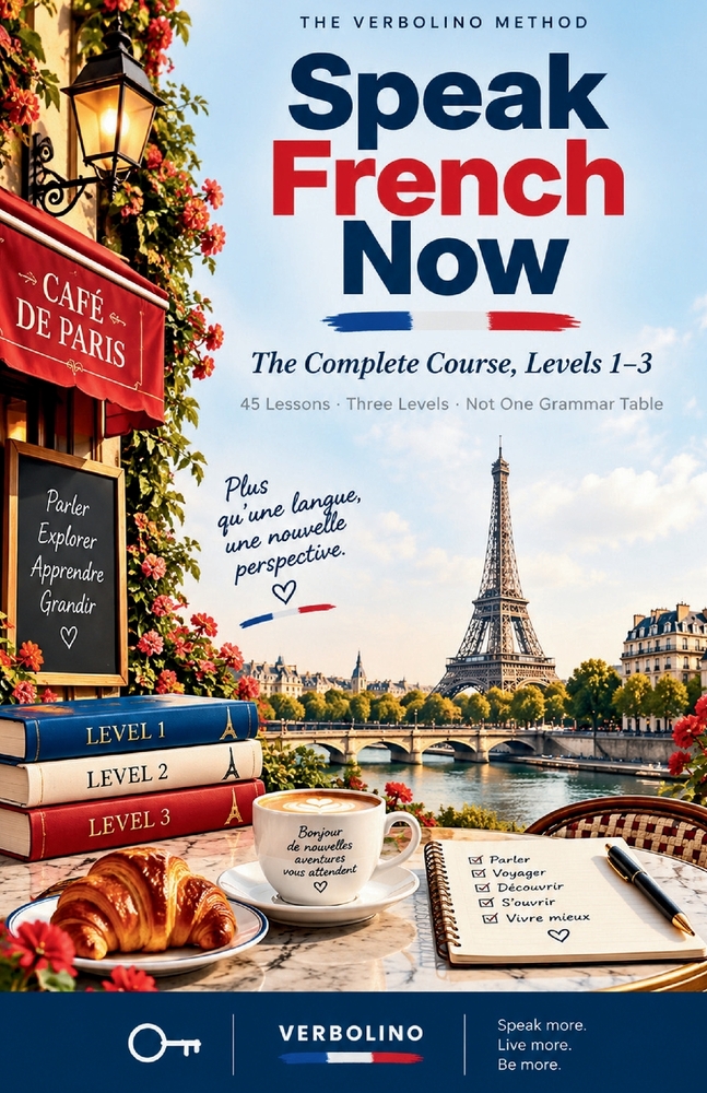 Speak French Now: The Complete Course: Levels 1-3 in One Volume - 45 Lessons, No Grammar Tables, From First Words to Real Conversations cover