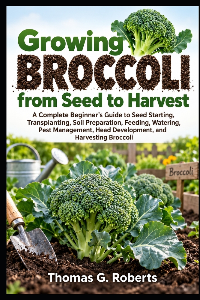 Growing Broccoli, from Seed to Harvest: A Complete Beginner's Guide to Seed Starting, Transplanting, Soil Preparation, Feeding, Watering, Pest Managem cover