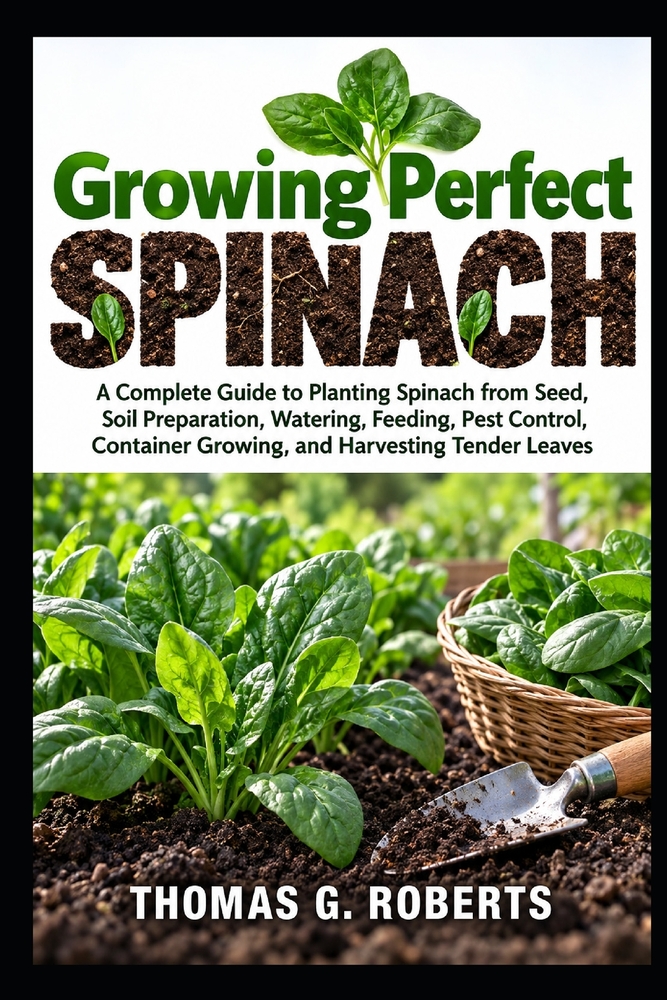 Growing Perfect Spinach: A Complete Guide to Planting Spinach from Seed, Soil Preparation, Watering, Feeding, Pest Control, Container Growing, and Har cover