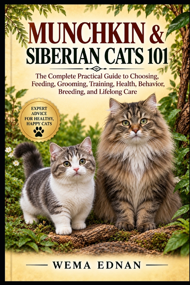Munchkin & Siberian Cats 101: The Complete Practical Guide to Choosing, Feeding, Grooming, Training, Health, Behavior, Breeding, and Lifelong Care cover