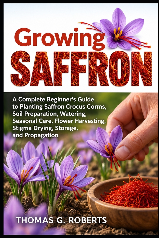 Growing Saffron: A Complete Beginner's Guide to Planting Saffron Crocus Corms, Soil Preparation, Watering, Seasonal Care, Flower Harvesting, Stigma Dr cover
