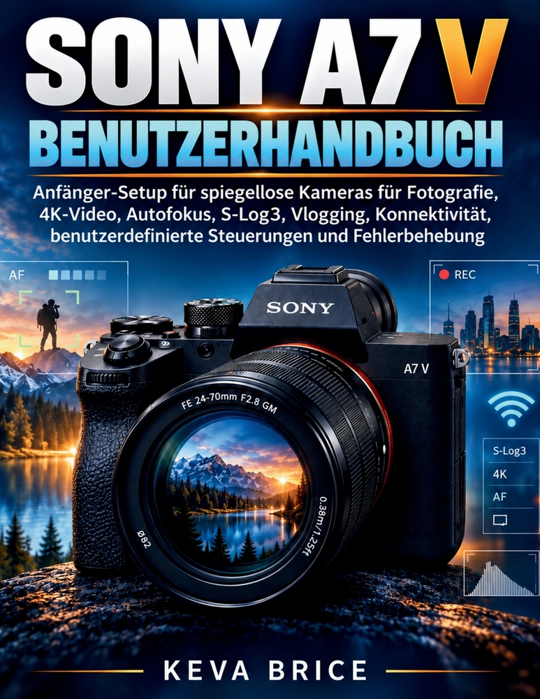 Sony A7 V Benutzerhandbuch: Anfänger-Setup für spiegellose Kameras für Fotografie, 4K-Video, Autofokus, S-Log3, Vlogging, Konnektivität, benutzerdefin cover