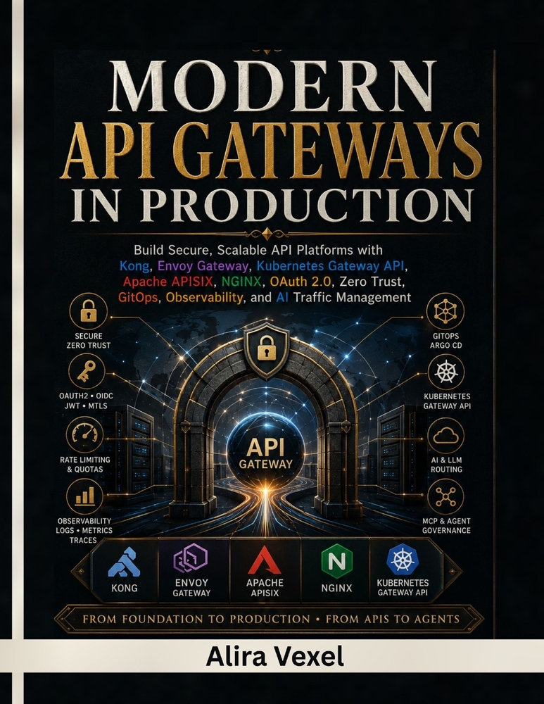 Modern API Gateways in Production: Build Secure, Scalable API Platforms with Kong, Envoy Gateway, Kubernetes Gateway API, Apache APISIX, NGINX, OAuth cover