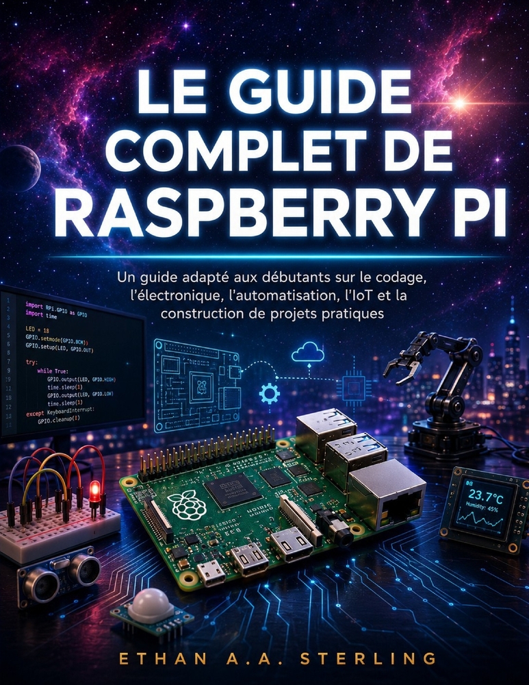Le Guide Complet de Raspberry Pi: Un guide adapté aux débutants sur le codage, l'électronique, l'automatisation, l'IoT et la construction de projets p cover