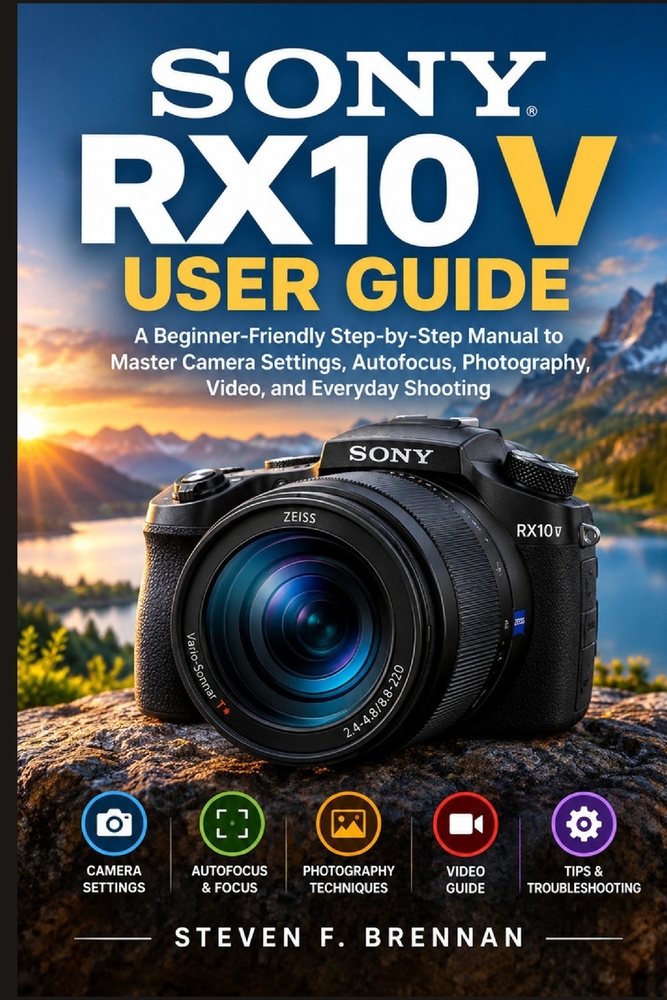 Sony Rx10 V User Guide: A Beginner-Friendly Step-by-Step Manual to Master Camera Settings, Autofocus, Photography, Video, and Everyday Shooting cover