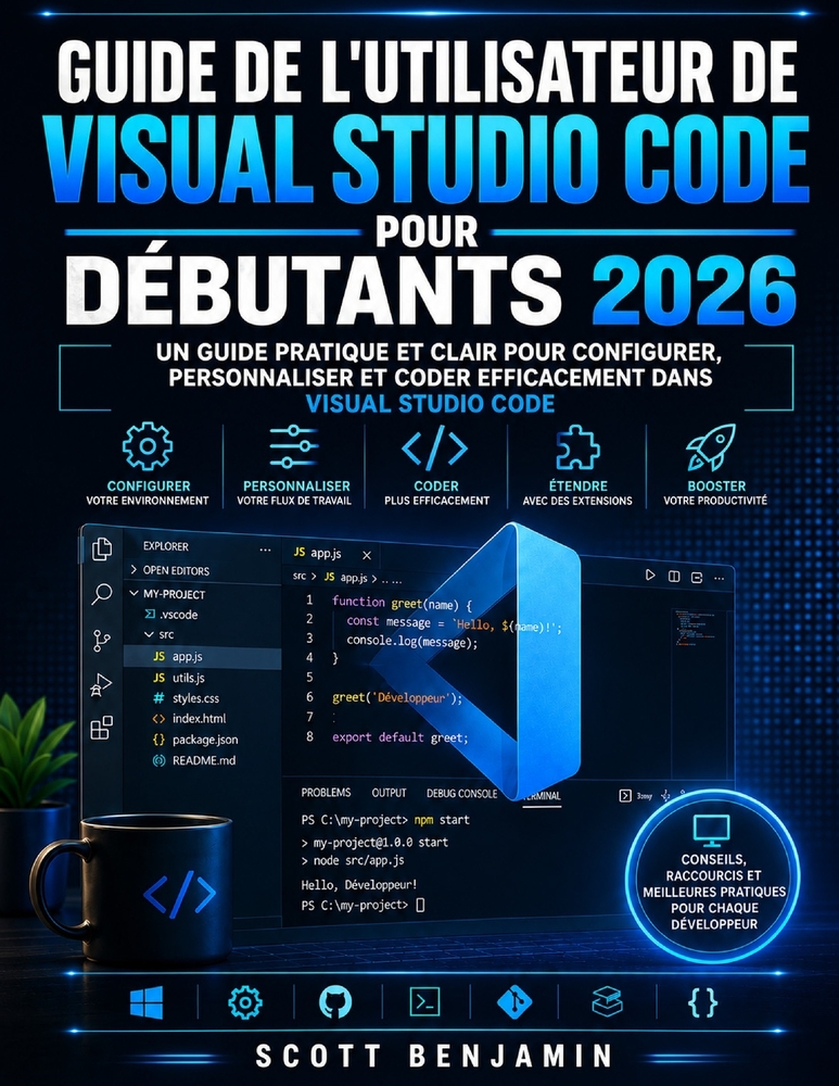 Guide de l'Utilisateur de Visual Studio Code Pour Débutants 2026: Un guide pratique et clair pour configurer, personnaliser et coder efficacement dans cover
