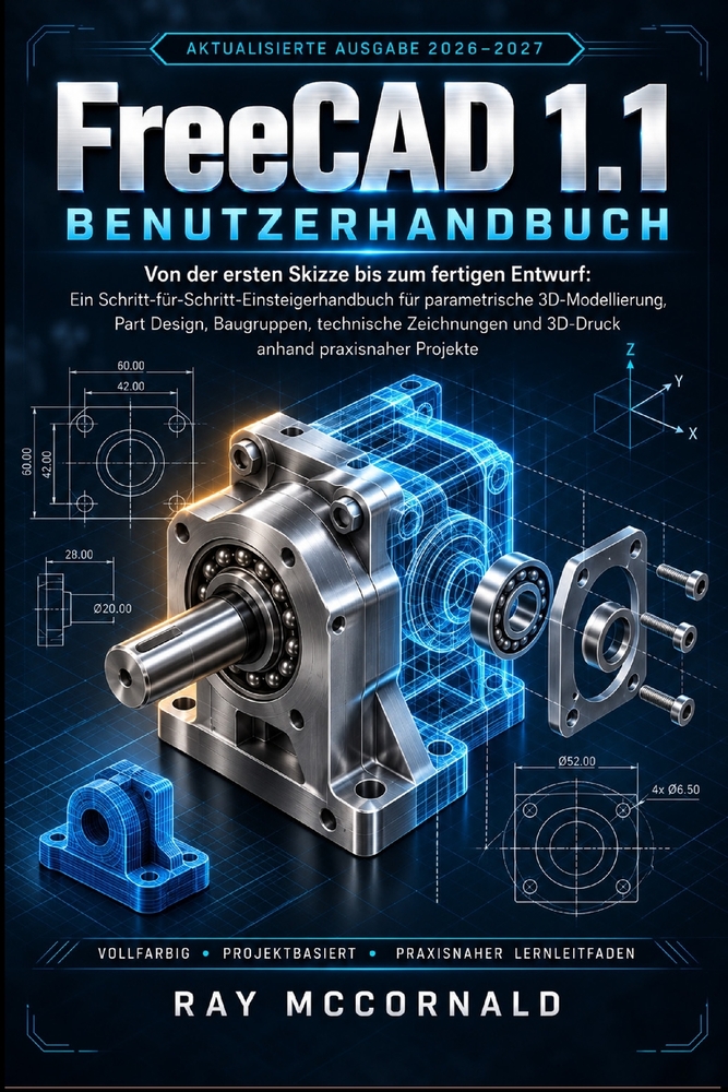 FreeCAD 1.1 Benutzerhandbuch 2026-2027: Von der ersten Skizze zum fertigen Design: Eine Schritt-für-Schritt-Anleitung für Anfänger zur parametrischen cover