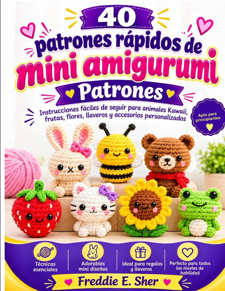 40 Patrones Rápidos de Mini Amigurumi: Instrucciones fáciles de seguir para crear animales, frutas, flores, llaveros y accesorios personalizados de es cover