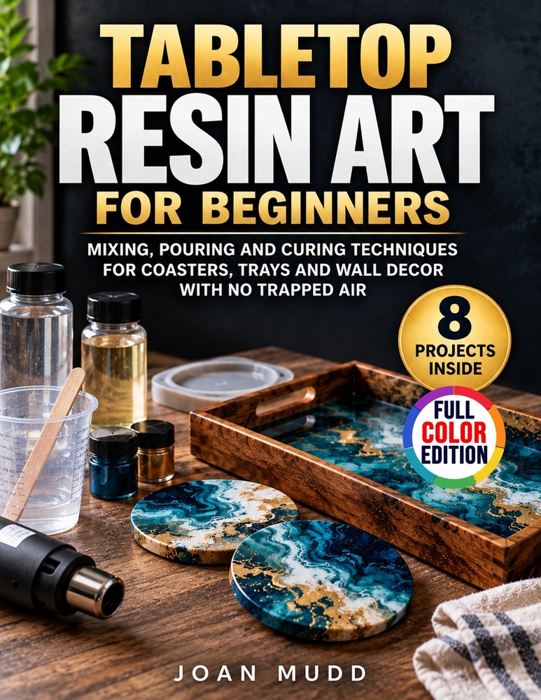 Tabletop Resin Art for Beginners: Mixing, Pouring and Curing Techniques for Coasters, Trays and Wall Decor with No Trapped Air cover