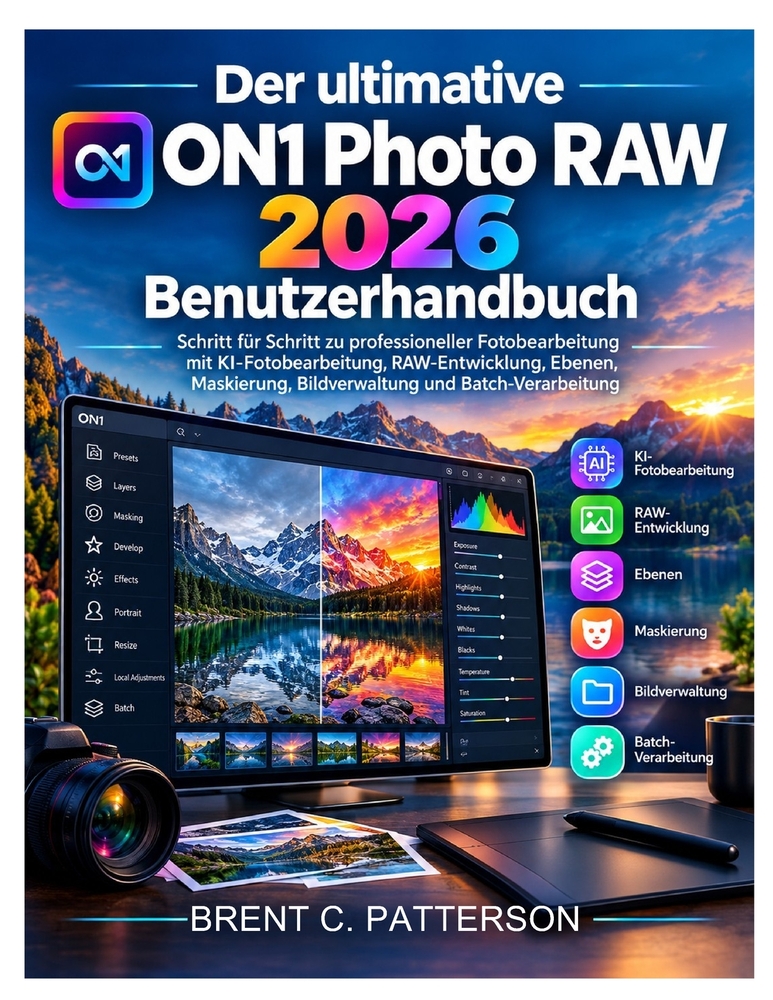 Der ultimative ON1 Photo RAW 2026 Benutzerhandbuch: Schritt für Schritt zu professioneller Fotobearbeitung mit KI-Fotobearbeitung, RAW-Entwicklung, Eb cover