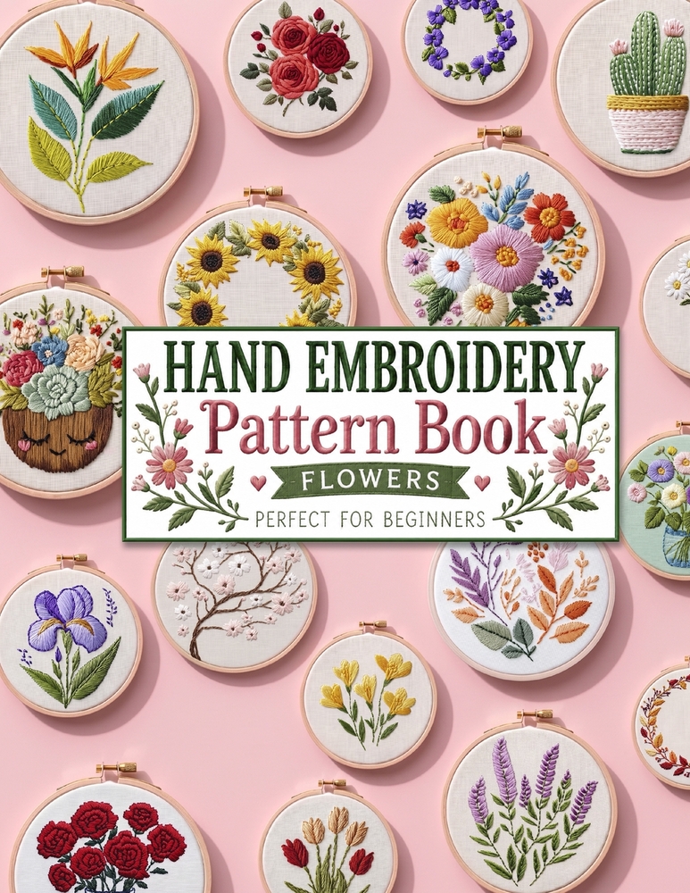 Hand Embroidery Pattern Book: Flowers Patterns for Beginners cover