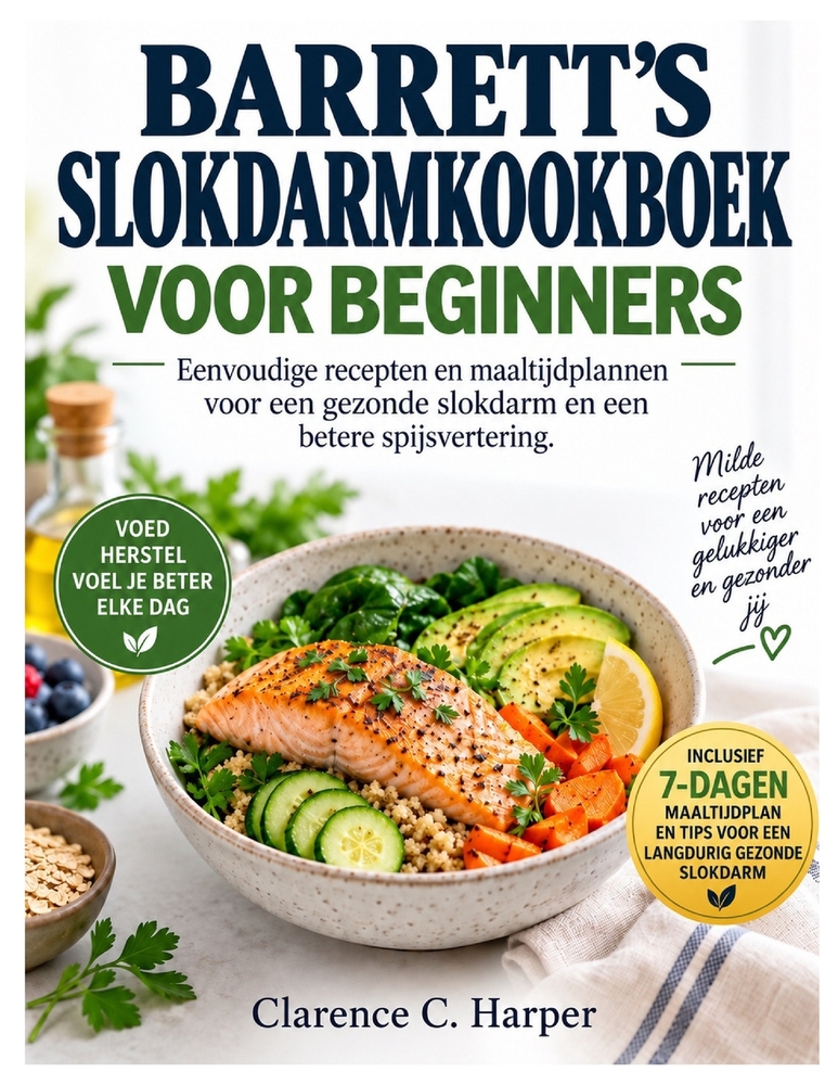 Barrett's Slokdarmkookboek Voor Beginners: Eenvoudige recepten en maaltijdplannen voor een gezonde slokdarm en een betere spijsvertering. cover