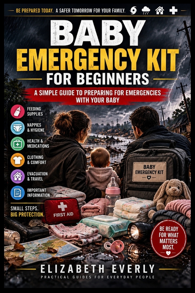 Emergency Kit for Parents with Babies: nappies, formula, wipes, comfort items cover