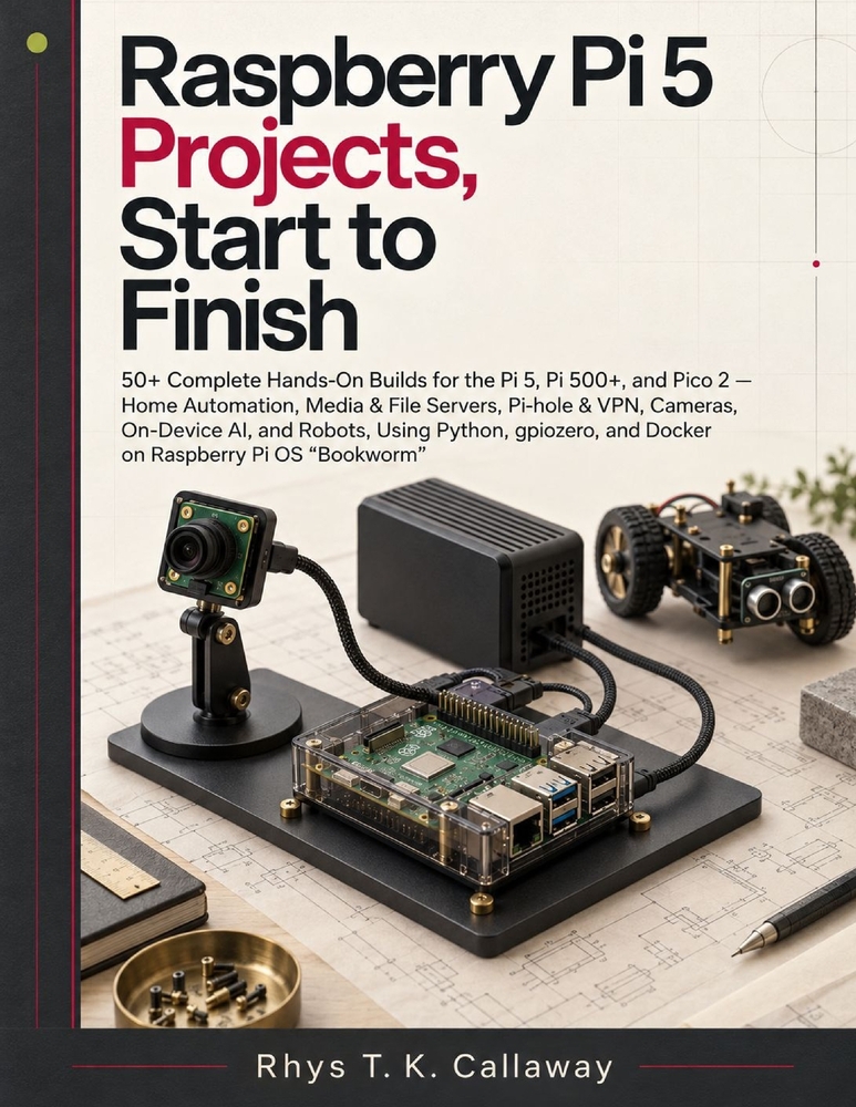 Raspberry Pi 5 Projects, Start to F: 50+ Complete Hands-On Builds for the Pi 5, Pi 500+, and Pico 2 - Home Automation, Media & File Servers, Pi-hole & cover