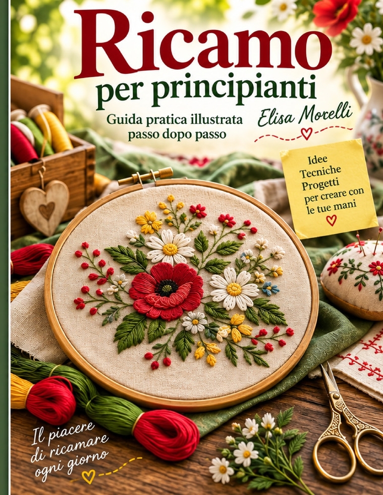 Ricamo per principianti: Guida pratica illustrata passo dopo passo cover