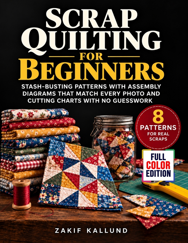 Scrap Quilting for Beginners: Stash-Busting Patterns with Assembly Diagrams That Match Every Photo and Cutting Charts with No Guesswork cover