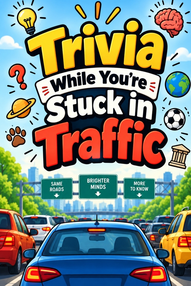 Trivia While You're Stuck in Traffic: Fun Trivia, Weird Facts, Amazing History, Science, Animals, Sports, Pop Culture, Technology, Geography & More fo cover