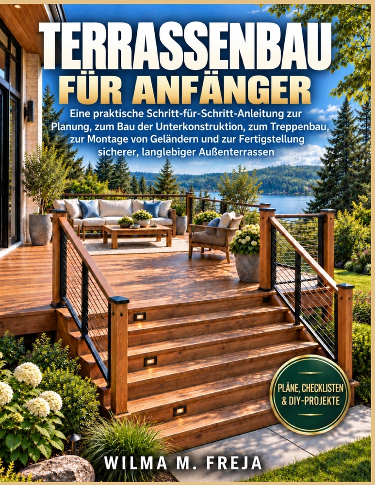 Terrassenbau Für Anfänger: Eine praktische Schritt-für-Schritt-Anleitung zur Planung, zum Bau der Unterkonstruktion, zum Treppenbau, zur Montage von G cover