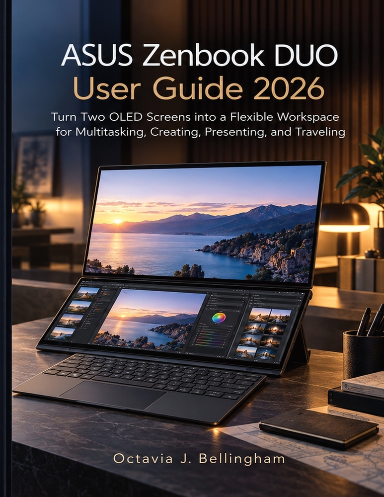 ASUS Zenbook DUO User Guide 2026: Turn Two OLED Screens into a Flexible Workspace for Multitasking, Creating, Presenting, and Traveling cover