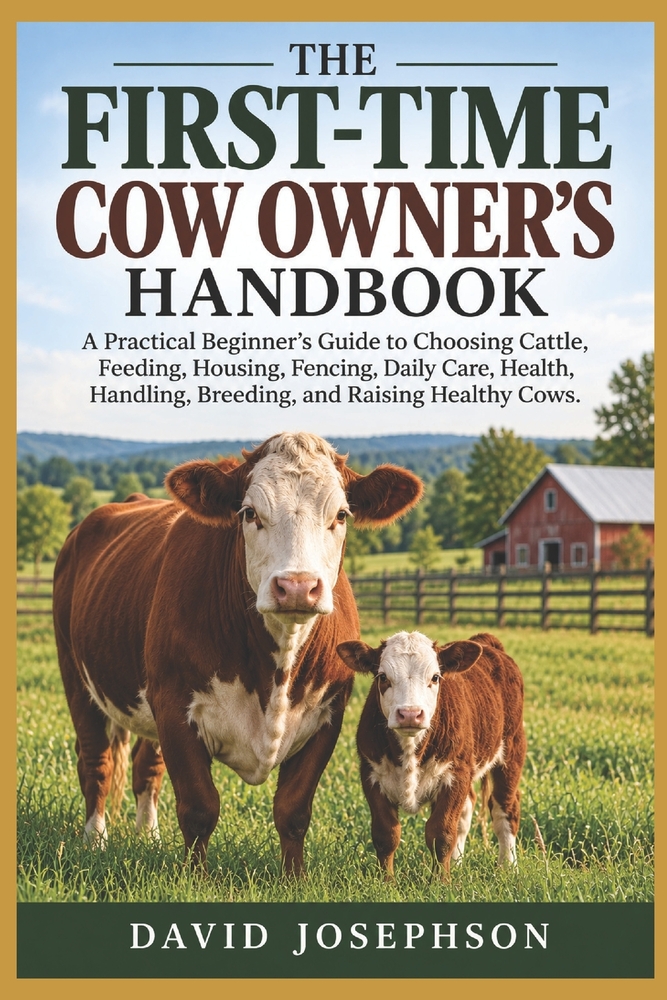 The First-Time Cow Owner's Handbook: A Practical Beginner's Guide to Choosing Cattle, Feeding, Housing, Fencing, Daily Care, Health, Handling, Breedin cover