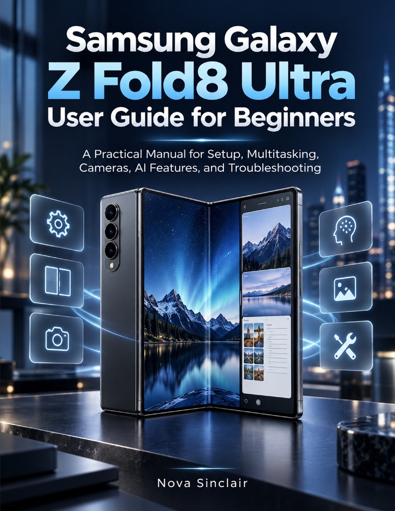 Samsung Galaxy Z Fold8 Ultra User Guide for Beginners: A Practical Manual for Setup, Multitasking, Cameras, AI Features, and Troubleshooting cover