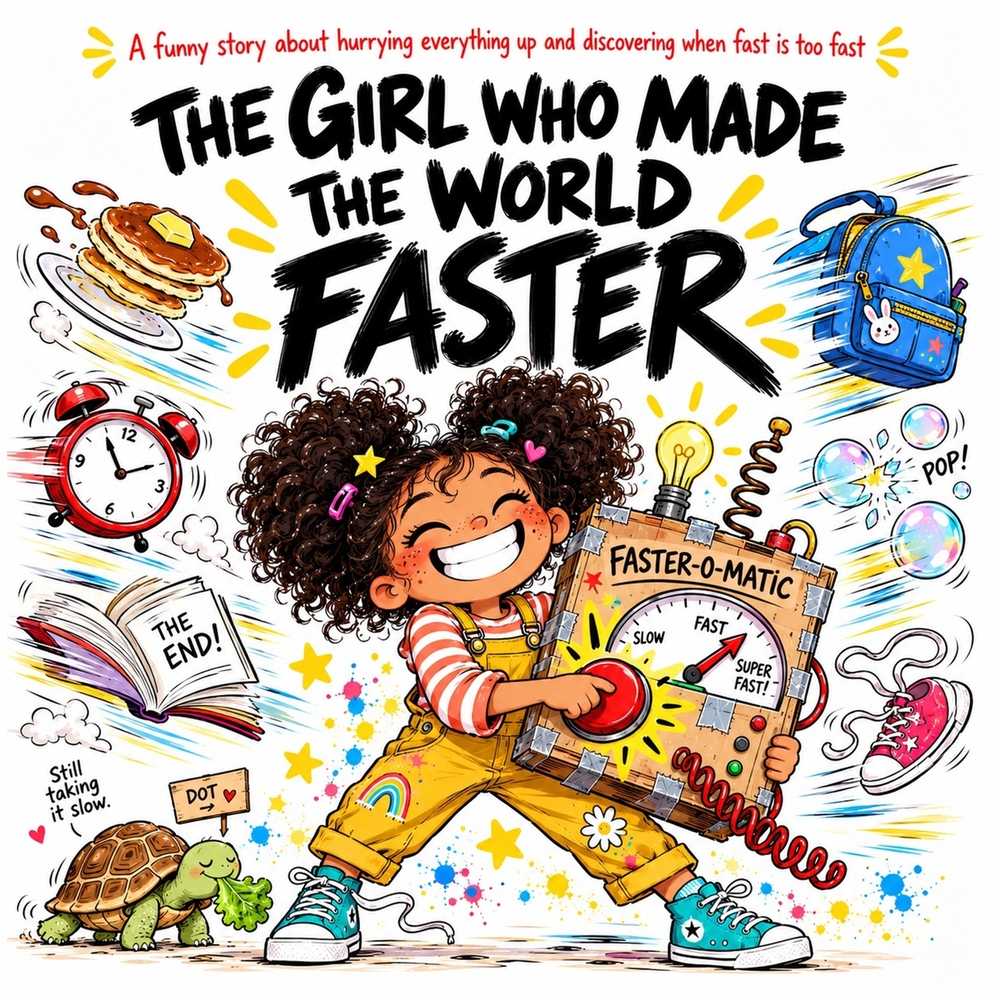 The Girl Who Made the World Faster: A Funny Picture Book About Patience, Inventions, and When Fast Is Too Fast cover