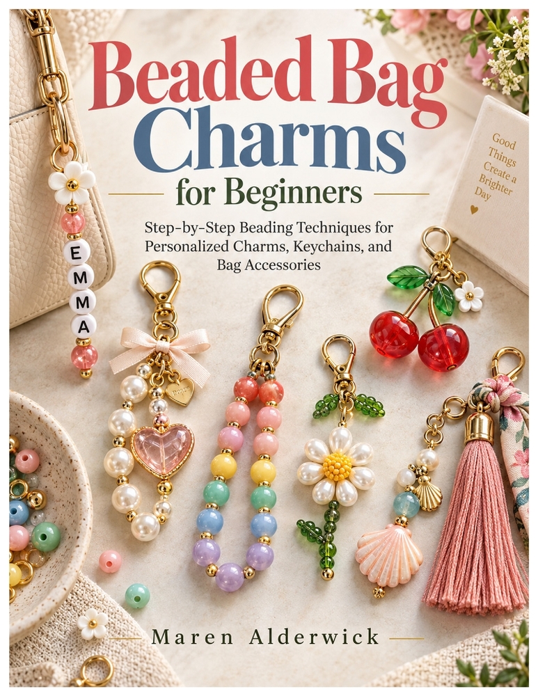 Beaded Bag Charms for Beginners: Step-by-Step Beading Techniques for Personalized Charms, Keychains, and Bag Accessories cover