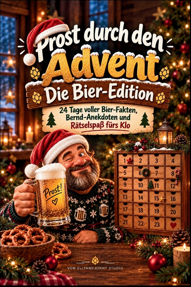 Der Bier-Adventskalender für Männer: Prost durch den Advent: 24 Tage Bierwissen, lustige Bier-Fakten, Anekdoten und Rätsel - das humorvolle Adventskal cover