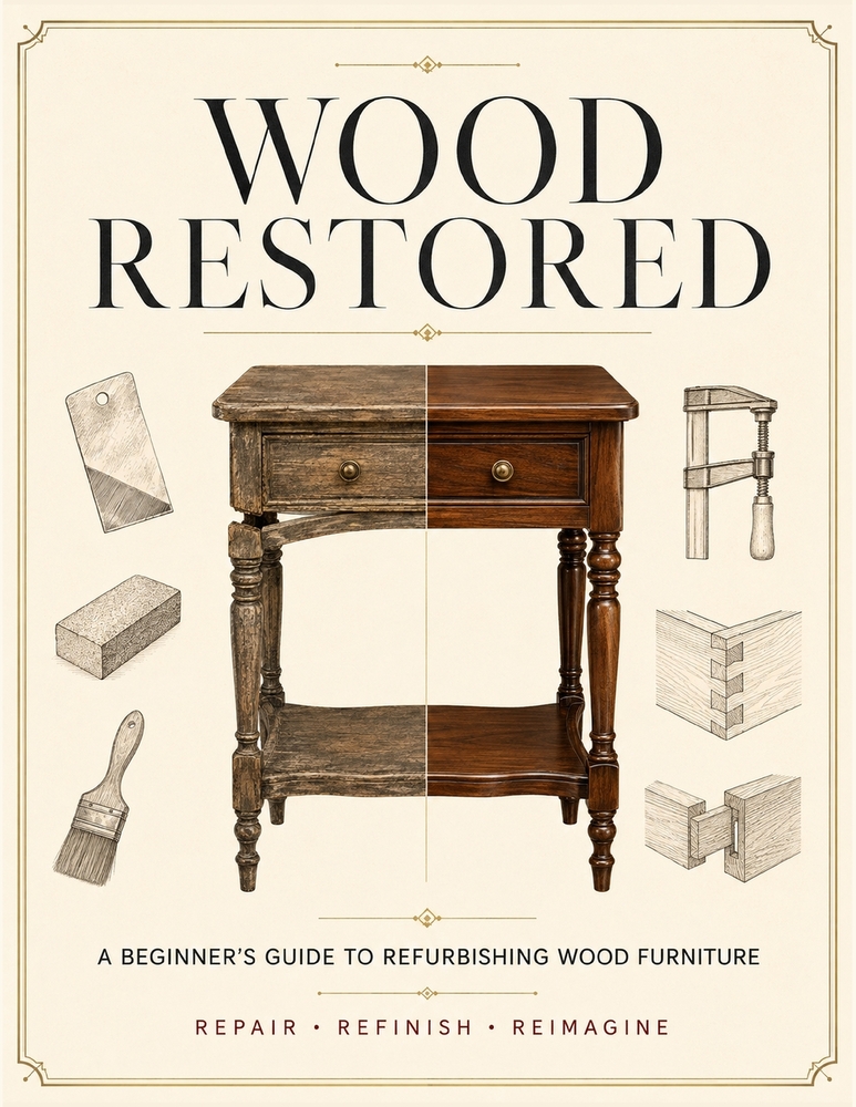 Wood Restored: A Beginner's Guide to Refurbishing Wood Furniture cover